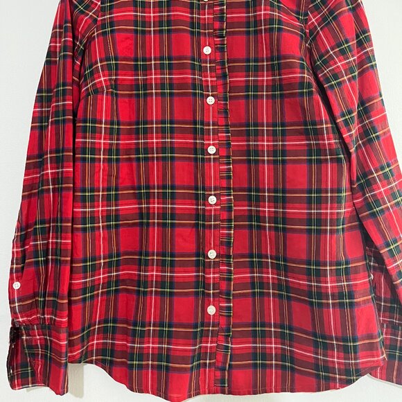 J.Crew Plaid Ruffled Collar Shirt XS - Picture 2 of 8